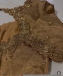 pure silk gold hand work blouse /gold stripes maggam blouse /pure tissue silk zardosi blouse / hand embroidered blouse /ready made blouse
