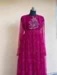 pink bandhani Anarkali/pink anarkali suit set/pure silk anarkali dress USA /designer Indian long gown/womens long gown/pink bandhani kurta