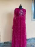pink bandhani Anarkali/pink anarkali suit set/pure silk anarkali dress USA /designer Indian long gown/womens long gown/pink bandhani kurta