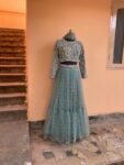 Women’s lehenga set/crop top lehenga / Indian crop top skirt USA/wedding lehenga USA /tulle silk skirt/heavy lehenga/teens blue lehenga set