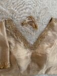 pure silk gold hand work blouse/gold stripes maggam blouse/pure tissue silk zardosi blouse/ hand embroidered blouse/ready made gold blouse