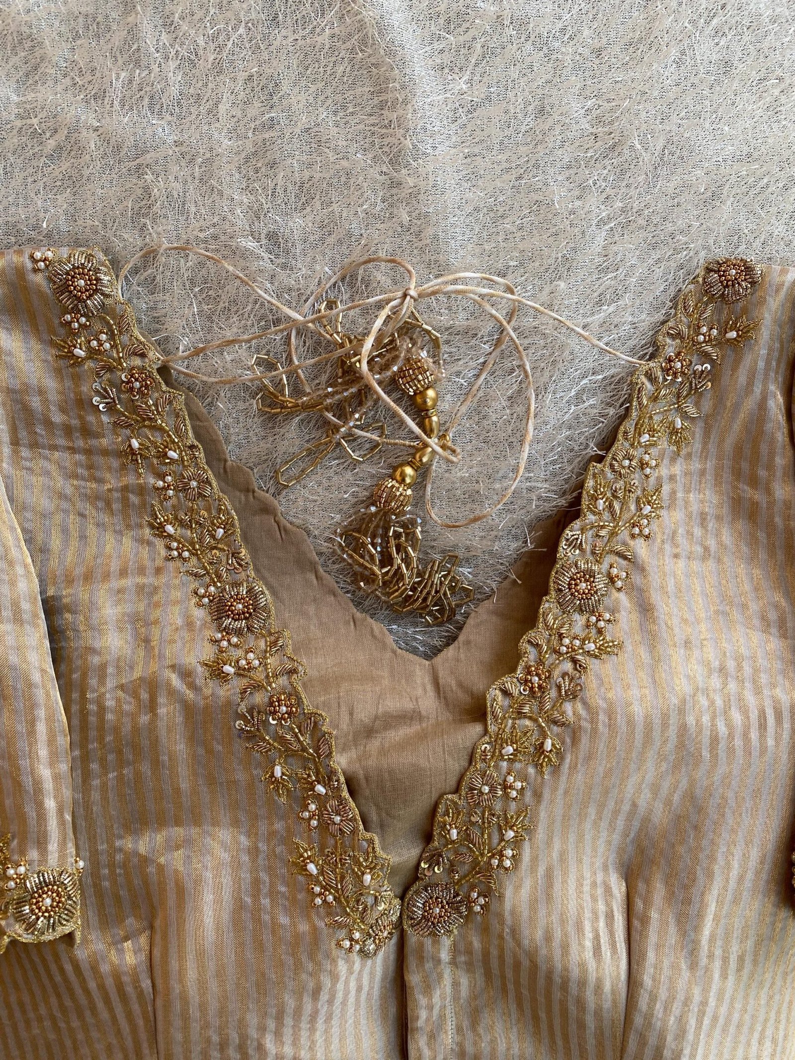 pure silk gold hand work blouse/gold stripes maggam blouse/pure tissue silk zardosi blouse/ hand embroidered blouse/ready made gold blouse