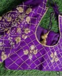 pure silk hand embroidery blouse/saree maggam blouse/purple zardosi blouse usa/hand embroidered moderblouse/purple ready made blouse zardosi