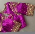 pure silk hand embroidery blouse/saree maggam blouse/purple zardosi blouse/hand embroidered blouse /magenta pink ready made blouse zardosi