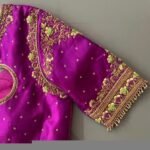 pure silk hand embroidery blouse/saree maggam blouse/purple zardosi blouse/hand embroidered blouse /magenta pink ready made blouse zardosi