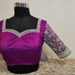 pure silk hand embroidery blouse/magenta pink maggam blouse/purple zardosi blouse/wedding hand embroidered blouse/bridal ready made blouse