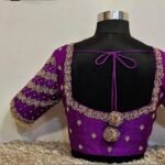pure silk hand embroidery blouse/purple heavy maggam blouse/purple zardosi blouse/wedding hand embroidered blouse/bridal ready made blouse