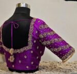 pure silk hand embroidery blouse/purple heavy maggam blouse/purple zardosi blouse/wedding hand embroidered blouse/bridal ready made blouse