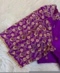 pure silk hand embroidery blouse/purple heavy maggam blouse/purple zardosi blouse/wedding hand embroidered blouse/bridal ready made blouse