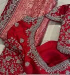 pure silk hand embroidery blouse/modern saree maggam blouse/red zardosi blouse/wedding hand embroidered blouse/red bridal ready made blouse