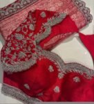 pure silk hand embroidery blouse/modern saree maggam blouse/red zardosi blouse/wedding hand embroidered blouse/red bridal ready made blouse