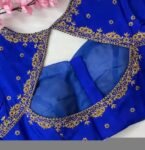 pure silk hand embroidery blouse/blue maggam blouse /raw silk zardosi blouse/blue hand embroidered blouse/designer readymade handwork blouse