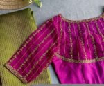 pure silk hand embroidery blouse/saree maggam blouse/purple zardosi blouse/hand embroidered blouse /magenta pink ready made blouse zardosi