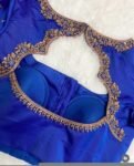 Blue Raw Silk Blouse: Hand Embroidered Zardosi Maggam Work