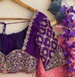 Purple Silk Saree Blouse: Hand Embroidered Zardosi Bridal Top