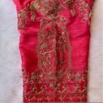 pure silk hand embroidery blouse/reddish pink maggam blouse /raw silk zardosi blouse/hand embroidered blouse /red ready made blouse zardosi