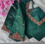 pure silk hand embroidery blouse/saree maggam blouse/green zardosi blouse/hand embroidered blouse/dark green ready made blouse zardosi usa