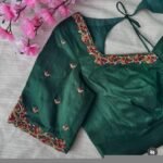 pure silk hand embroidery blouse/saree maggam blouse/green zardosi blouse/hand embroidered blouse/dark green ready made blouse zardosi usa