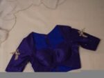 Navy Blue Silk Saree Blouse: Hand Embroidered Zardosi Crop Top