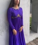 Hand embroidered Anarkali dress/purple anarkali suit set/purple hand work anarkali USA/Indian dresses/purple full sleeves embroidered Anarka