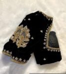 pure velvet hand embroidery blouse /modern saree maggam blouse/black zardosi blouse / hand embroidered blouse/black velvet ready made blouse