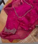 pure silk hand embroidery blouse/saree maggam blouse/hot pink zardosi blouse/hand embroidered blouse /magenta pink ready made blouse zardosi