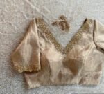 pure silk gold hand work blouse/gold stripes  maggam blouse/pure tissue silk zardosi blouse/ hand embroidered blouse/ready made gold blouse