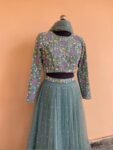 Women’s lehenga set/crop top lehenga / Indian crop top skirt USA/wedding lehenga USA /tulle silk skirt/heavy lehenga/teens blue lehenga set