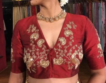 pure silk hand embroidery blouse/saree maggam blouse/red zardosi blouse/maroon red hand embroidered blouse/darkred ready made blouse zardosi