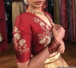 pure silk hand embroidery blouse/saree maggam blouse/red zardosi blouse/maroon red hand embroidered blouse/darkred ready made blouse zardosi