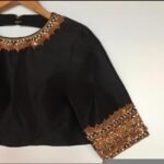 pure silk hand embroidery blouse/black maggam blouse/raw silk zardosi blouse/hand embroidered blouse/black high neck ready made blouse usa