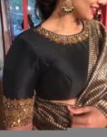pure silk hand embroidery blouse/black maggam blouse/raw silk zardosi blouse/hand embroidered blouse/black high neck ready made blouse usa
