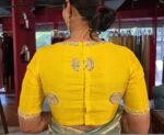 pure silk hand embroidery blouse  / saree maggam yellow blouse /yellow blouse/ hand embroidered blouse / ready made blouse zardosi/voggish