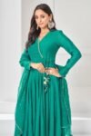 Hand embroidered Anarkali with pants /anarkali suit set /anarkali dupatta USA/Indian dresses/green wrap kurta with Polazzo/kurta with pants