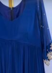 Hand embroidered Anarkali/royal blue anarkali suit/blue georgette anarkali with pant USA/Indian dresses/blue anarkali with polazzo set usa