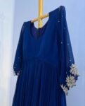 Hand embroidered Anarkali/royal blue anarkali suit/blue georgette anarkali with pant USA/Indian dresses/blue anarkali with polazzo set usa