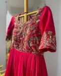 Anarkali suit usa/anarkali red kurta shor sleeve/wine red sleeve anarkali/burgundy red anarkali/heavy hand embroidered anarkali with dupatta