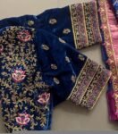 Royal blue hand embroidery blouse/velvet saree maggam blouse/velvet zardosi blouse/hand embroidered blouse/royal blue heavy maggam blouse us