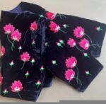 Navy blue hand embroidery blouse/velvet saree maggam blouse/velvet zardosi blouse/hand embroidered blouse/navy blue heavy maggam blouse us