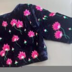 Navy blue hand embroidery blouse/velvet saree maggam blouse/velvet zardosi blouse/hand embroidered blouse/navy blue heavy maggam blouse us