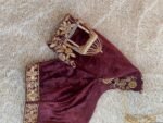 pure velvet hand embroidery blouse/neck maggam blouse/brown zardosi blouse/velvet hand embroidered blouse/burgundy velvet ready made blouse