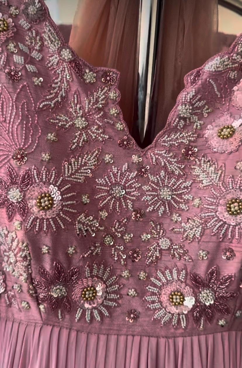 Anarkali suit usa/pink anarkali kurta full sleeve/pink sleeve anarkali/onion pink anarkali/heavy hand embroidered anarkali with dupatta usa