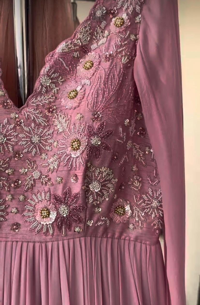 Anarkali suit usa/pink anarkali kurta full sleeve/pink sleeve anarkali/onion pink anarkali/heavy hand embroidered anarkali with dupatta usa