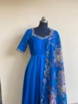 Anarkali with floral dupatta/blue anarkali suit set/anarkali dupatta USA/blue floral embroidery dupatta/ Indian dresses/blue floral anarkali