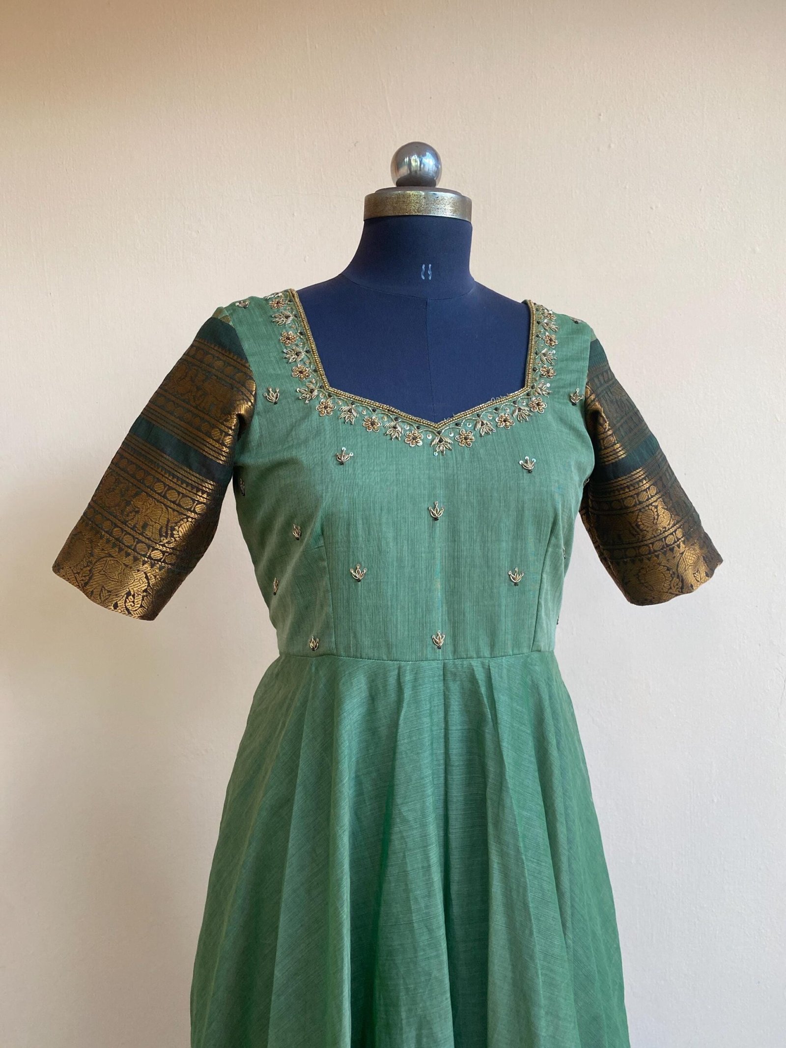 Anarkali usa/pink anarkali kurta/pure Handloom big border dress/pure kanchi cotton anarkali/ saree dresses/narayanpet kanchi handloom dress