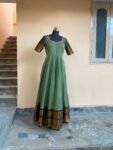 Anarkali usa/pink anarkali kurta/pure Handloom big border dress/pure kanchi cotton anarkali/ saree dresses/narayanpet kanchi handloom dress