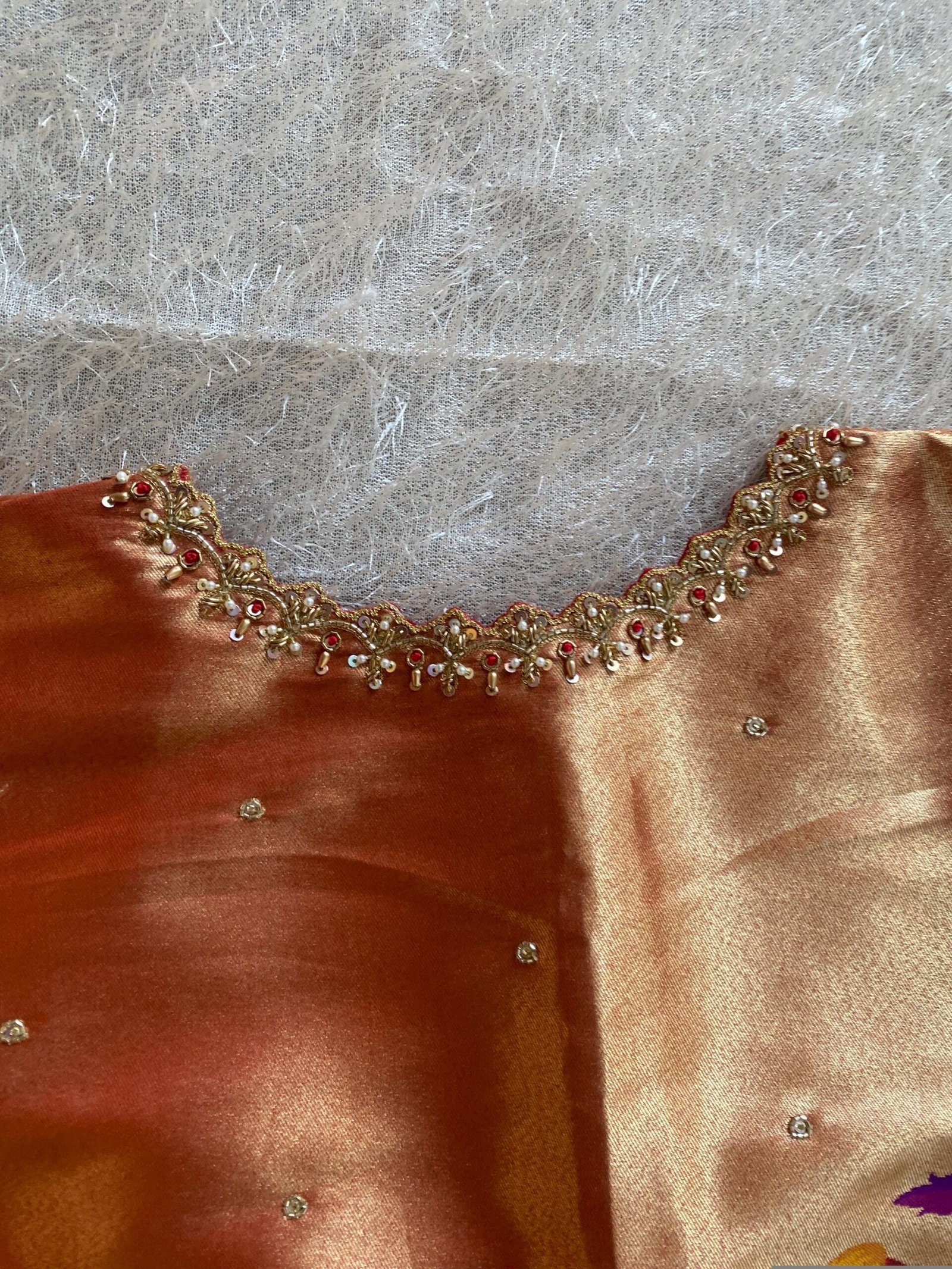 pure silk hand embroidery blouse/elbow sleeve maggam blouse/paithani zardosi blouse/hand embroidered blouse/red Paithani ready made blouse