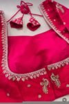 Pink pure silk hand embroidery blouse/readymade maggam blouse/pink saree blouse/ hand embroidered blouse /ready made handmade blouse zardosi