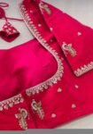 Pink pure silk hand embroidery blouse/readymade maggam blouse/pink saree blouse/ hand embroidered blouse /ready made handmade blouse zardosi