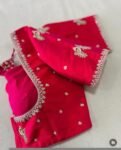 Pink pure silk hand embroidery blouse/readymade maggam blouse/pink saree blouse/ hand embroidered blouse /ready made handmade blouse zardosi